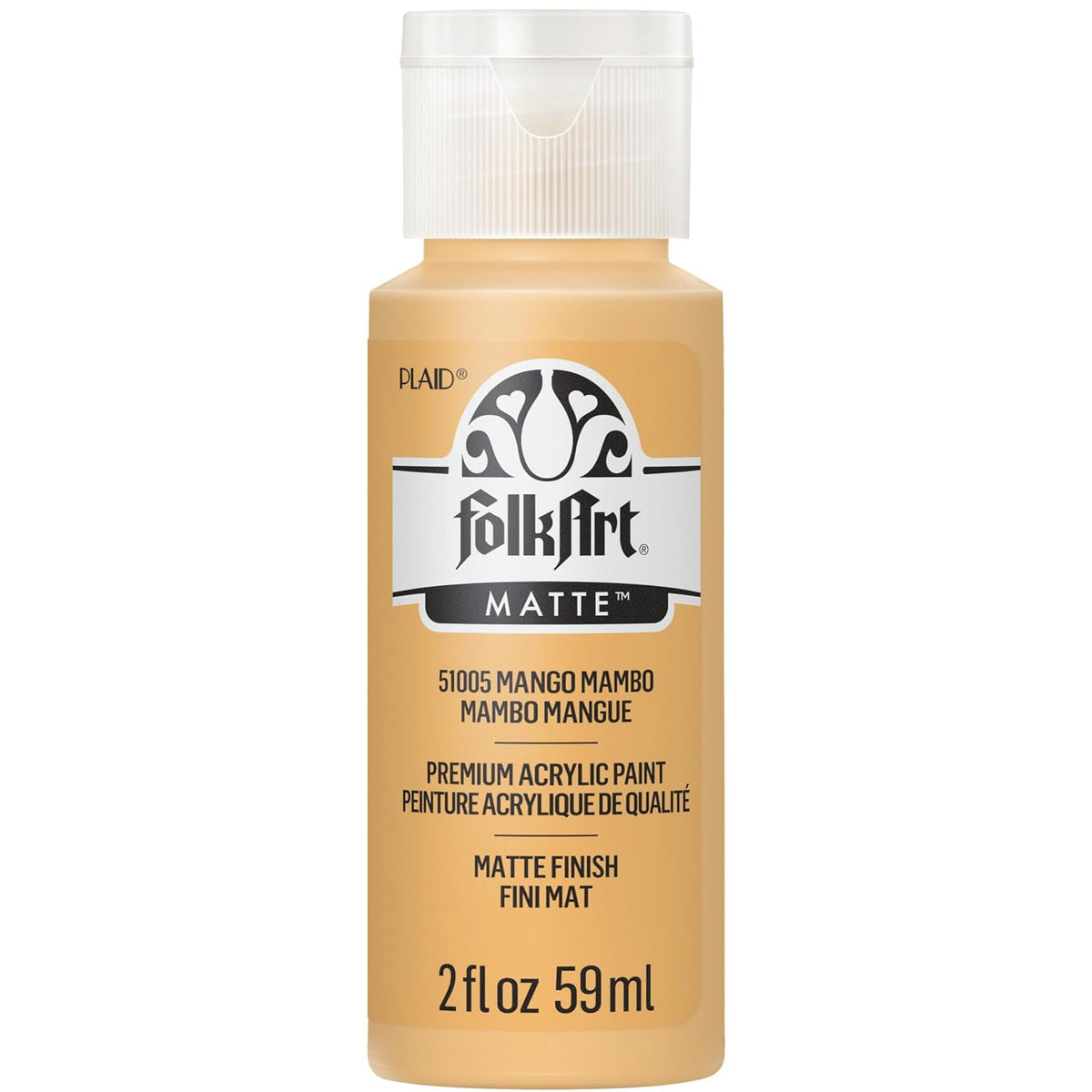 FolkArt Acrylic Craft Paint, Mango Mambo 2 fl oz Premium Matte Finish Paint, Perfect For Easy To Apply DIY Arts And Crafts, 51005