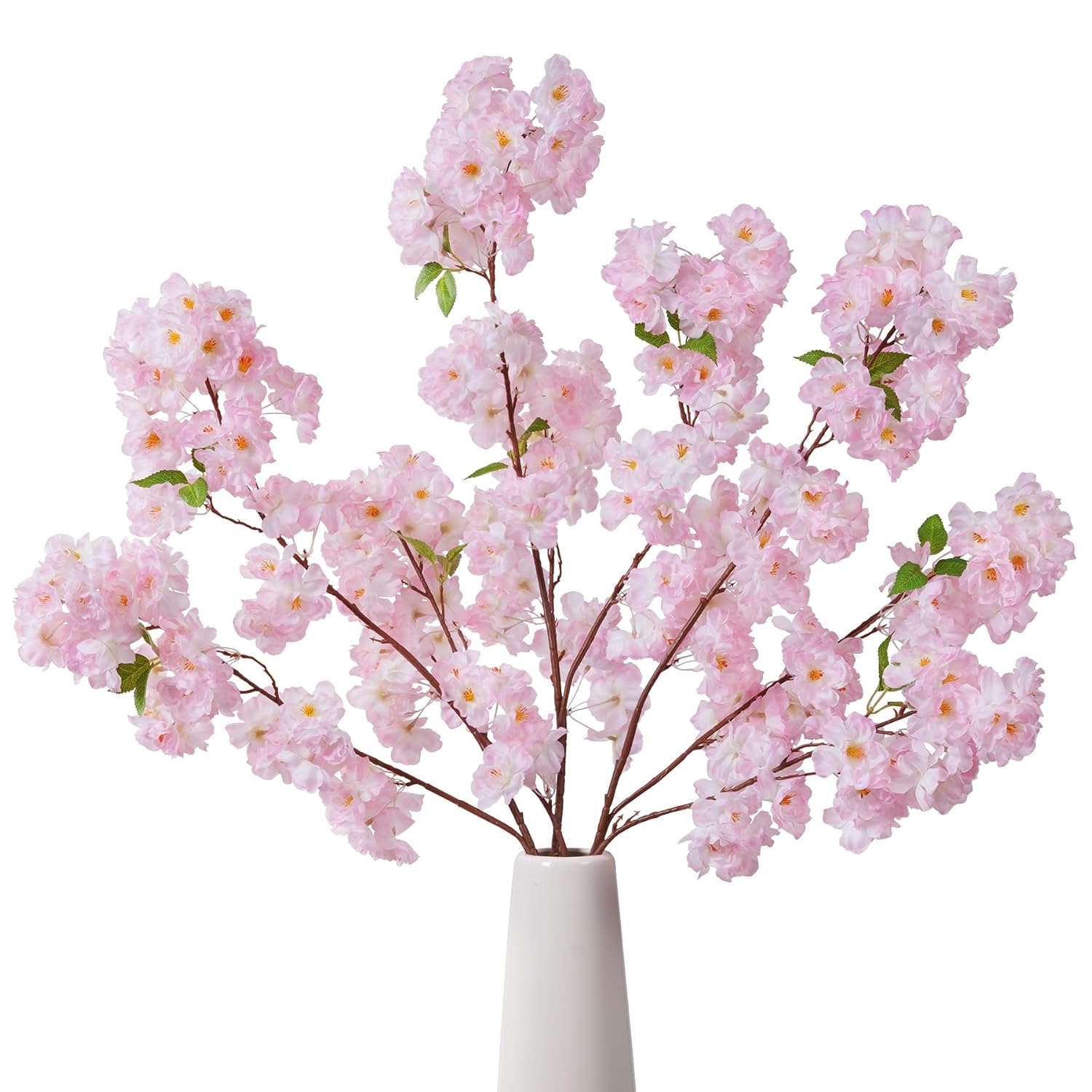 3 Pcs Pink Artificial Cherry Blossom Branches, 40 Inch Realistic Faux Long Stems Cherry Blossom Flowers Vase Arrangements For Wedding, Table Centerpiece, Home Party, Kitchen Decor