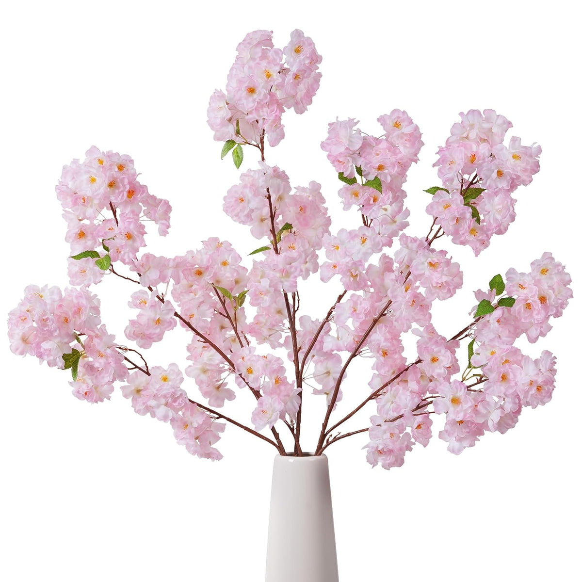 3 Pcs Pink Artificial Cherry Blossom Branches, 40 Inch Realistic Faux Long Stems Cherry Blossom Flowers Vase Arrangements For Wedding, Table Centerpiece, Home Party, Kitchen Decor