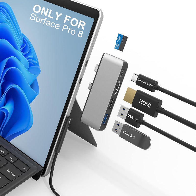 Surface Pro 8 Hub Docking Station With 4K Hdmi, Usb-C Thunerbolt 4 (Display+Da