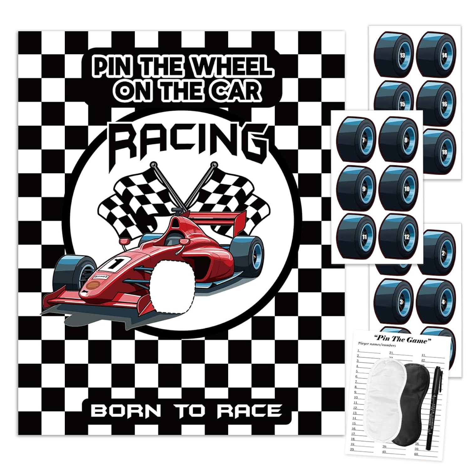 Racing Car Party Games, Pin The Wheel On The Cars Game For Monster Truck Wheels Car Speed Birthday Party Decorations Supplies