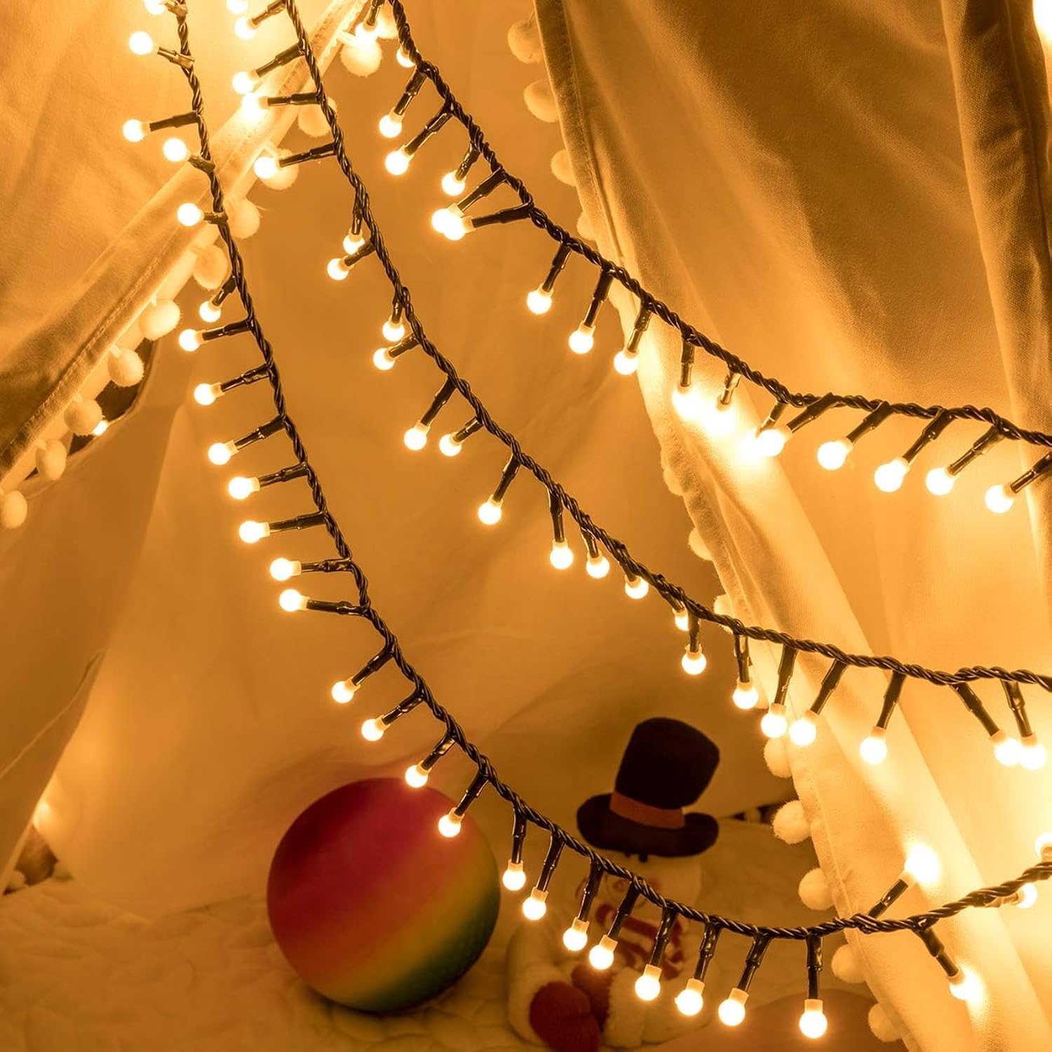 500 Led 49Ft Christmas Cluster Lights Christmas String Lights Plug In 8 Modes Extendable For Xmas Home Garden Wedding Pa