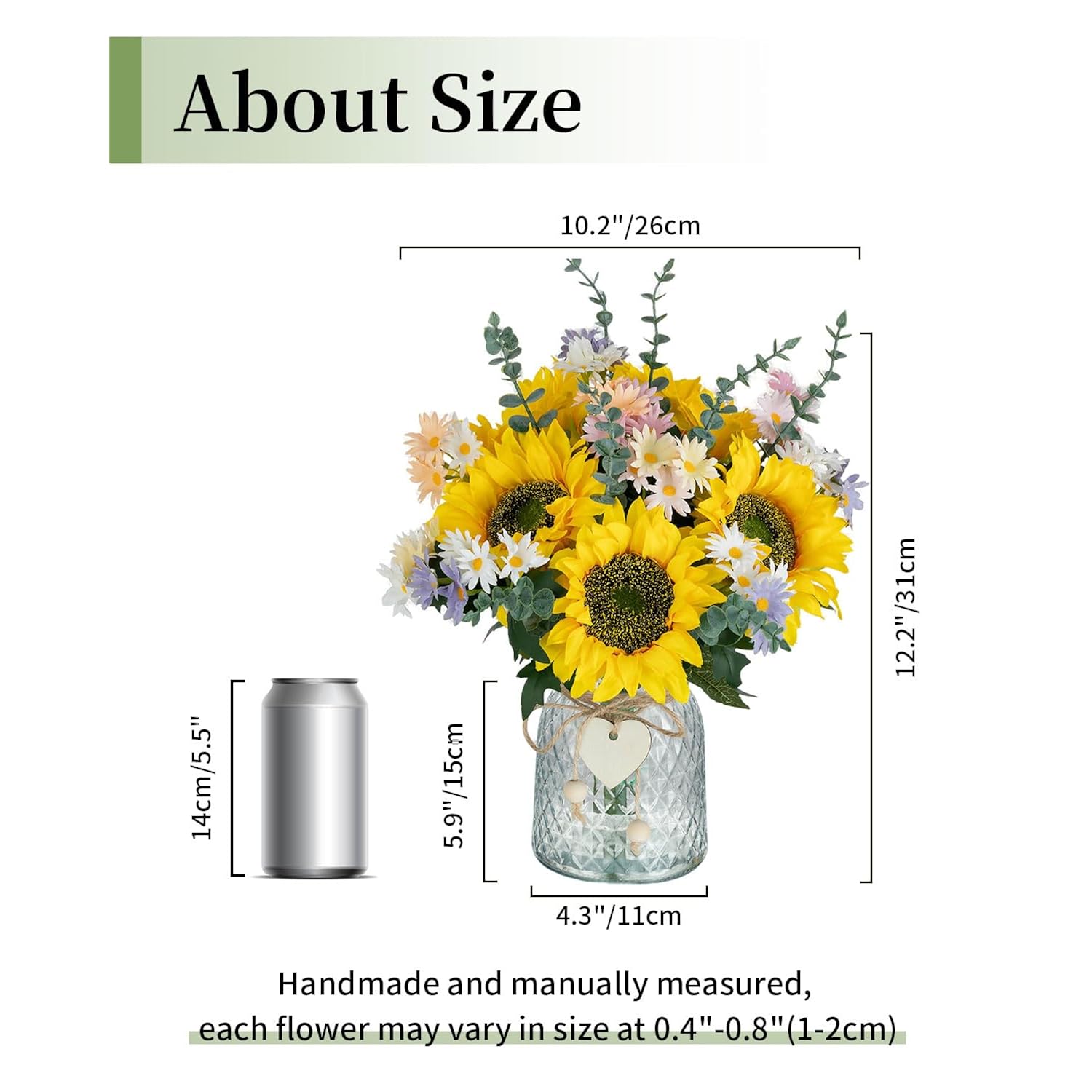 Sunflower Fake Flowers In Vase: Sunflowers Artificial Flowers With Vase For Table Centerpieces Decor - Silk Flower Bouquet Faux Arrangements Kitchen Bathroom Wedding Party Decoration