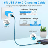 3 Pack 6FT USB A to USB C Fast Charging Cable 3.1A Braided Charger Cord for iPhone 17 16 15 Samsung Galaxy Android