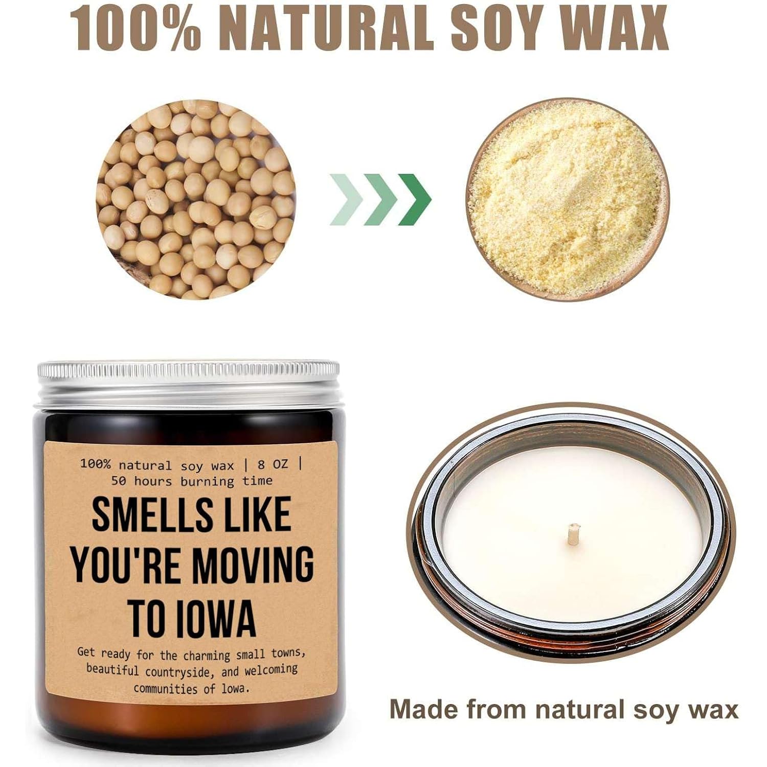 Smells Like You'Re Moving To Iowa - Country Inspired Candle With Fresh Relaxing Vibes - Captures The Charm Of Small Towns And Welcoming Communities - Unique Home Atmosphere Decoration Candle