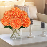 8 Pcs Hydrangea Artificial Flowers 21" Orange Silk Fake Flowers Bouquet With Stems Faux Latex Floral Bulk Bouquet For Home Wedding Arrangement Party Baby Shower Table Centerpieces Decoration
