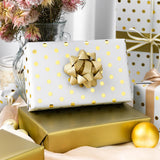Reversible Wrapping Paper-Mini Roll,Gold Foil And Polka Dot Design For Birthday,Holiday,Party,Baby Shower (17 Inch X 32.8 Feet)