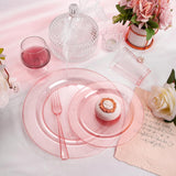 150Pcs Pink Plastic Plates,Valentine'S Day Disposable Pink Dinnerware Set Clear Pink Party Plates With Silver Glitter Design Include 25 Dinner Plates,25 Cake Plate,75 Cutlery,25 Cup For Party