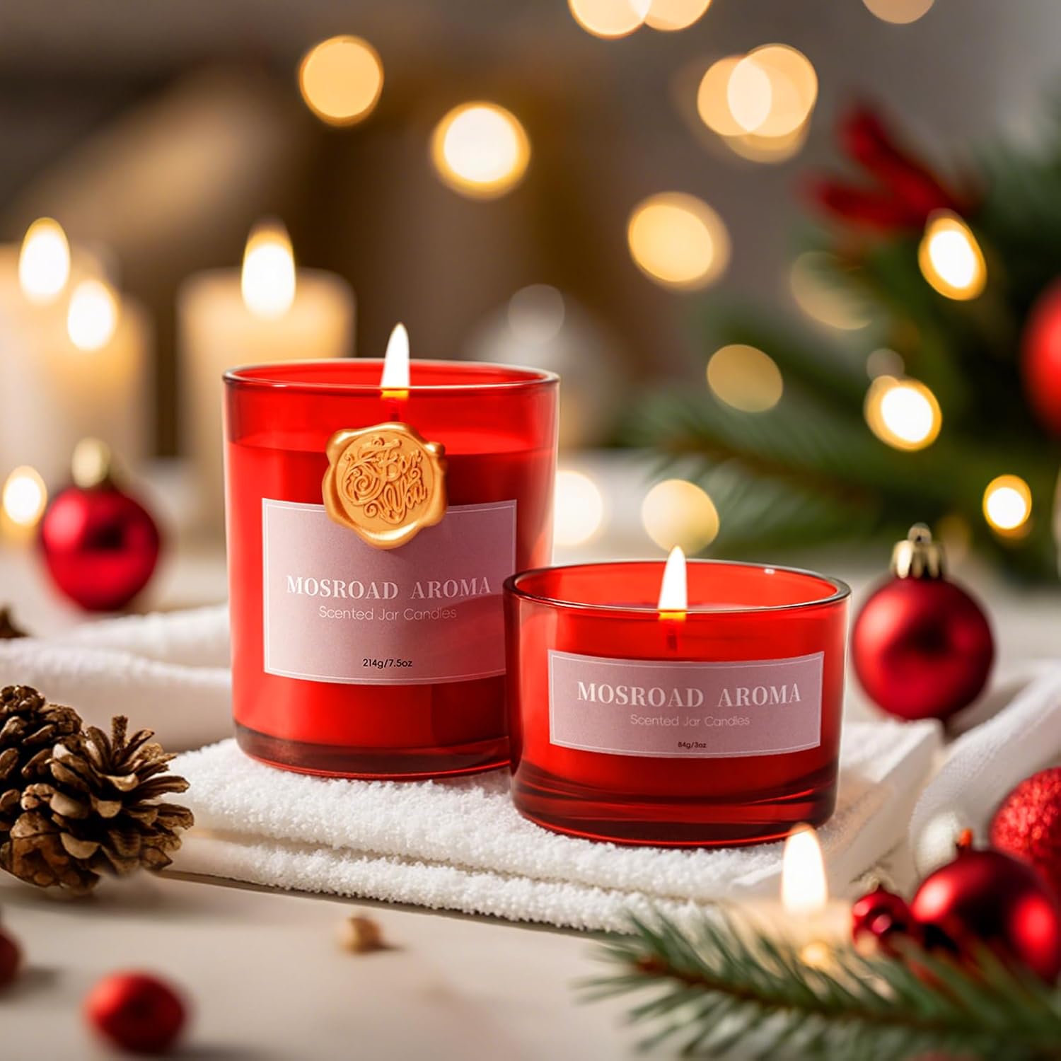 2-Pack Set Apple Cinnamon Scented Candles,Apple Pie & Kitchen Spices Natural Soy Jar Candles For Home,Highly Scented Aromatherapy Candles For Fall Holiday, Apple Cider Candle Ideal Gift For Women,Men
