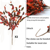 3Pcs Fall Decor Led Lighted Branches Lights With Timer With Artificial Fall Stems Pumpkins, Battery Operated, Autumn Twig Fairy Lights For Vase Living Room Bedroom Thanksgiving Party Indoor Outdoor