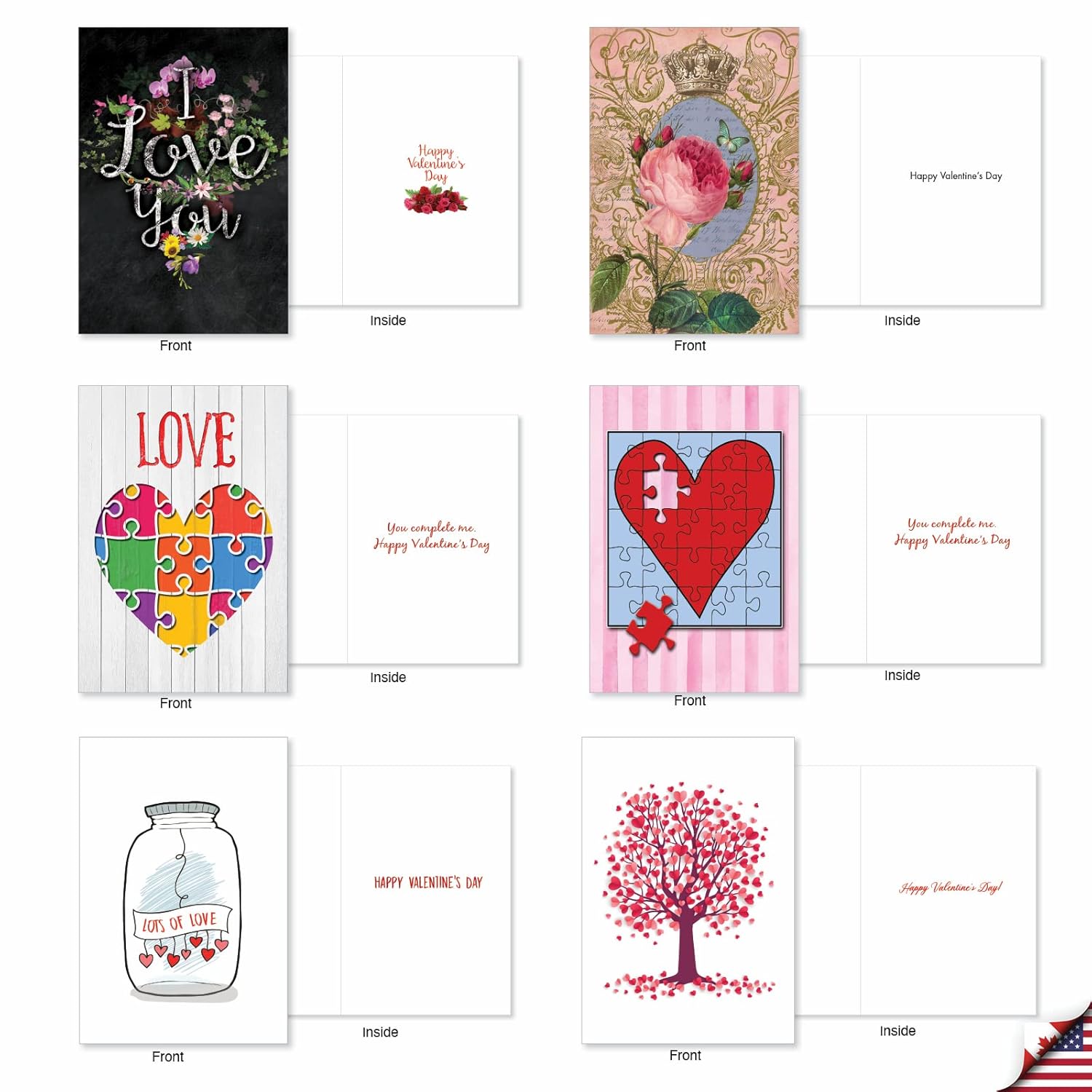 20 Assorted Box Set Valentine'S Day Greeting Cards W/5 X 7 Inch Envelopes (20 Designs, 1 Each) Lots Of Love Ac10356Vdg-B1X20