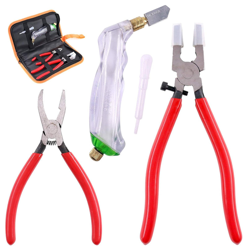 3Pcs Heavy Duty Glass Running Pliers, Breaker Grozer Pliers And Grip Oil Feed