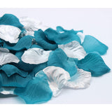 900Pcs Teal Silver White Silk Rose Petals Turquoise Aqua Artificial Flower Petals For Wedding Party Table Confetti Aisle Runner Flower Girl Toss Bridal Shower Hotel Home Vase Decoration