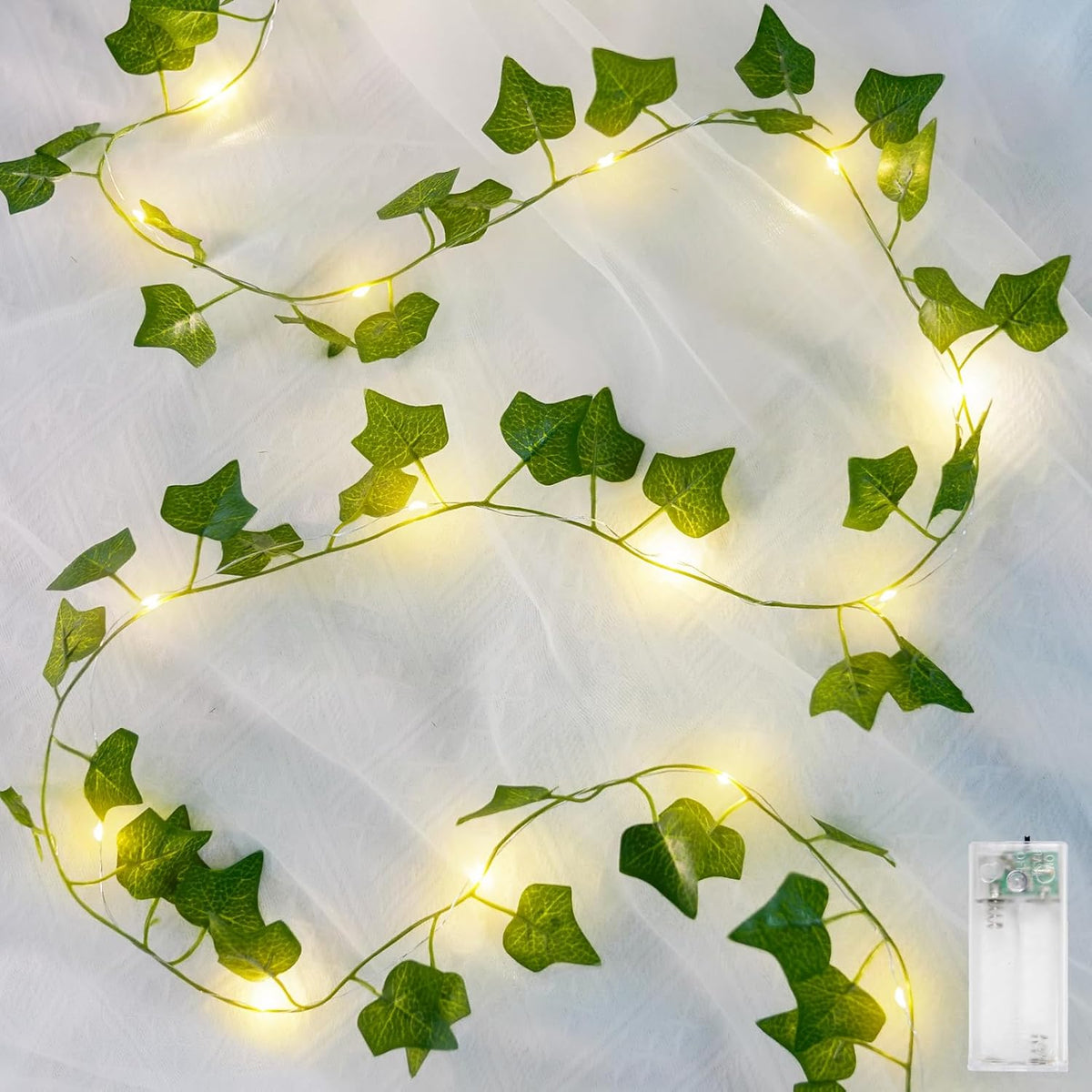 Vines With Lights Battery Operated, 20 Led 6.56Ft Fairy Lights Leaves With Timer, Ivy Vines String Lights For Bedroom,Cl