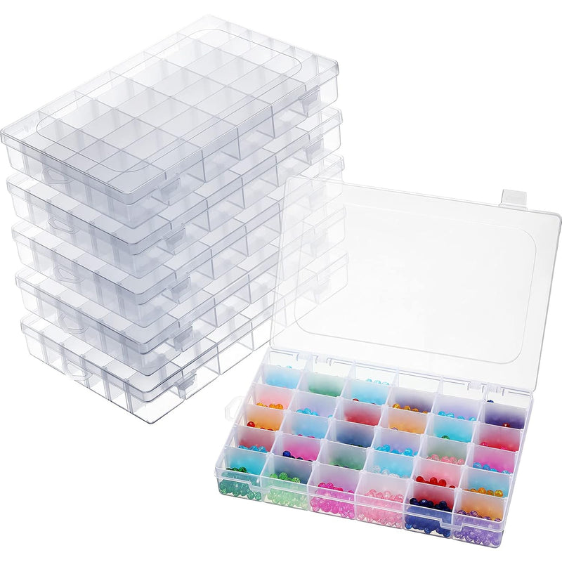 5 Pieces Plastic Jewelry Storage Organizer Boxes Clear Container With