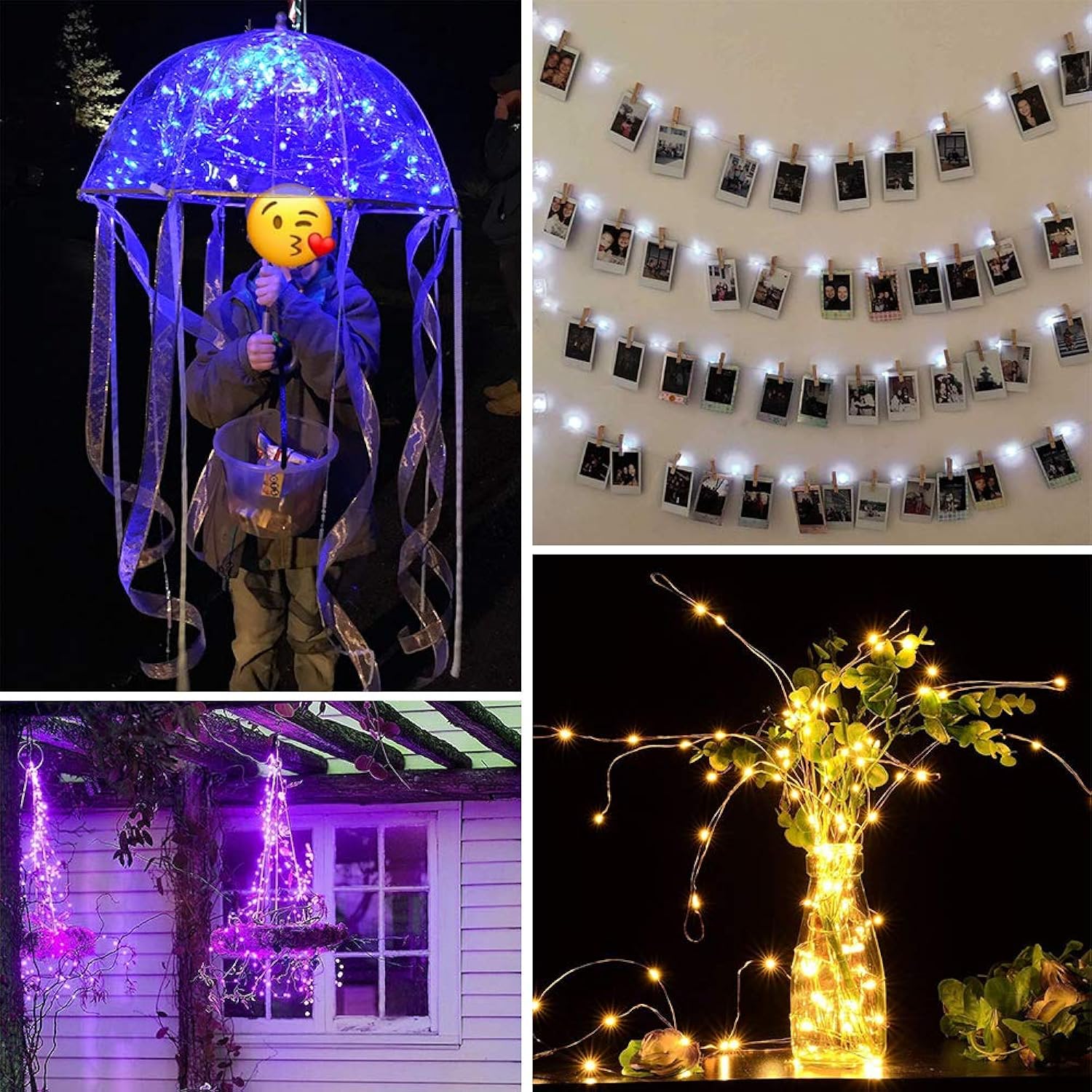 8 Colors Led Fairy String Lights Battery Operated 16 Pack 20 Led 6.6 Ft Silver Copper Wire Firefly Starry Moon Lights Wa