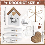 6 Pcs Valentines Decorations For Home Rustic Valentines Wood Block Set Farmhouse Book Stacks Wood Signs Table Centerpiece With Heart Blocks For Valentine'S Day Table Shelf Tiered Tray Decor