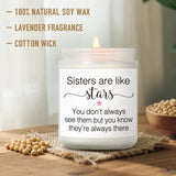 Candle Gift For Sister From Sisters, Sisters Are Like Stars Candle, Funny Appreciation Quotes Candles Gift For Bestie Sister-In-Law, Birthday Thanksgiving Graduation Christmas Candles For Sister-13