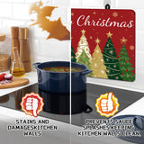 Christmas Trees Stove Cover, Merry Christmas Stove Top Cover For Gas Stove Xmas Red Winter Kitchen Decor Glass Stove Top Pad Heat Resistant Electric Stove Protector Washable Cooktop Oven Mat