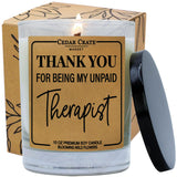 Best Friend- Gifts For Women, Men - Thank You For Being My Unpaid Therapist - Thinking Of You, Love You, Birthday Gift For Sister, Mom, Her, Him, Coworker, 100% Soy Wax Scented Candle, Made In Usa