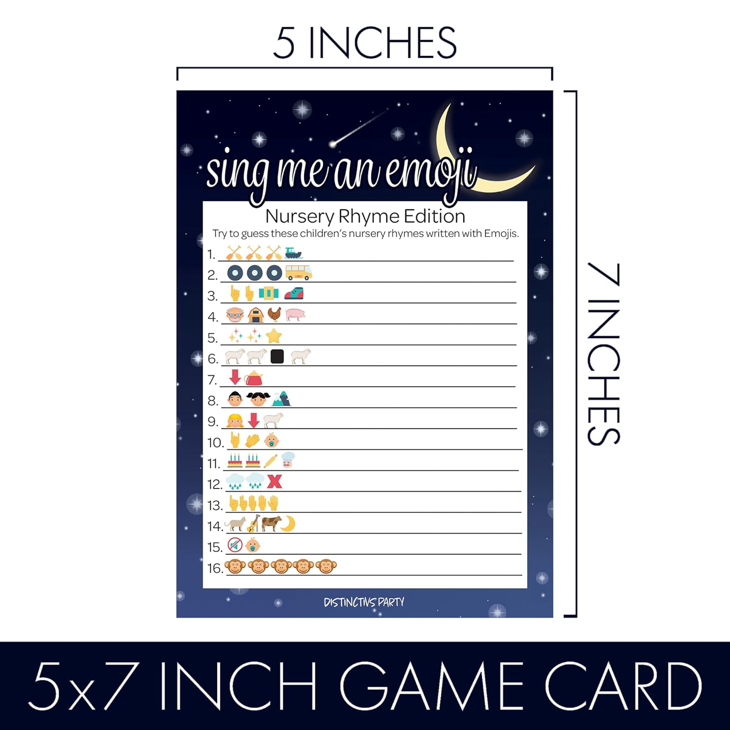 Over The Moon Baby Shower Games, Emoji Game Cards - Twinkle Twinkle Little Star Baby Shower - 20 Count