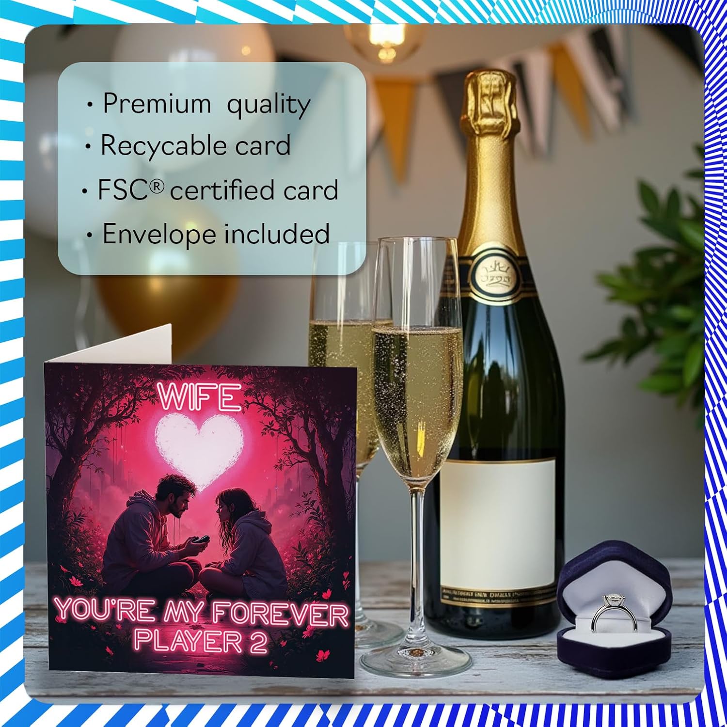 Wife Valentines Card - My Forever Player 2 - Happy Anniversary Card For Wife From Husband Partner, 5.7 Inch Wedding Anniversaries Greeting Cards