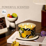 Homelights Large Jar Candle | 4-Wick Long-Lasting Scented Candles, 18Oz Natural Soy Wax Candle For Home Scented, Eclectic Mixed Styles Gifts For Women & Men, Amalfi Lemon