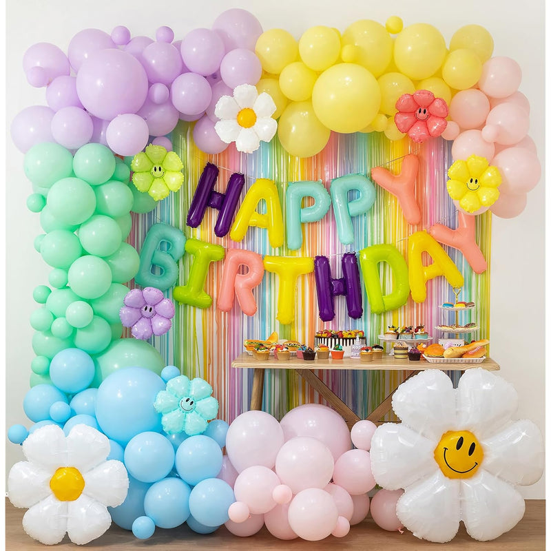 Daisy Birthday Balloons Garland Arch Kit,Macaron Pastel Balloons Garla