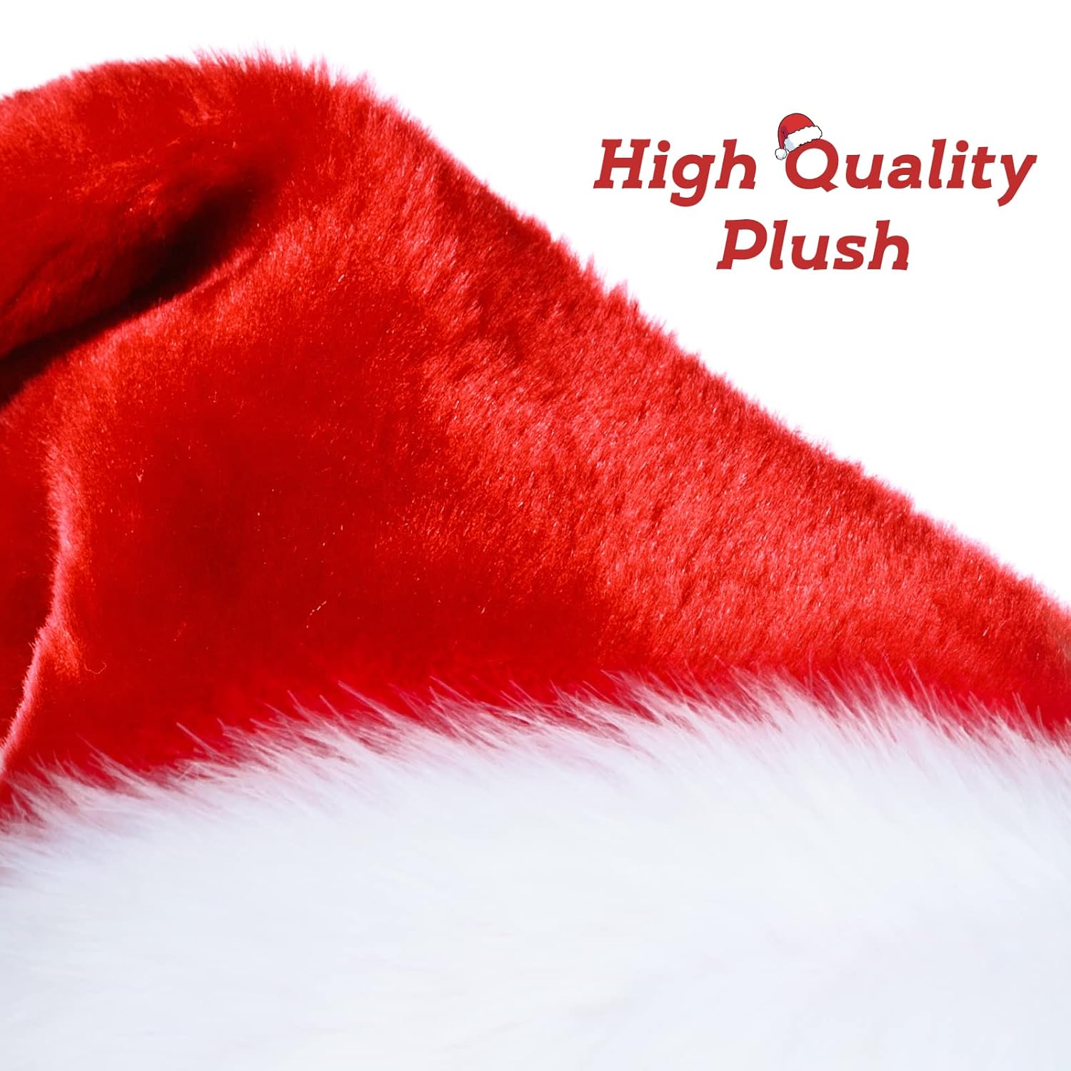 Santa Hat For Adult, Large Christmas Hat, Xmas Holiday Oversized Velvet Hat For Men Women New Year Festive Holiday Party Supplies (Adult-2Pc)