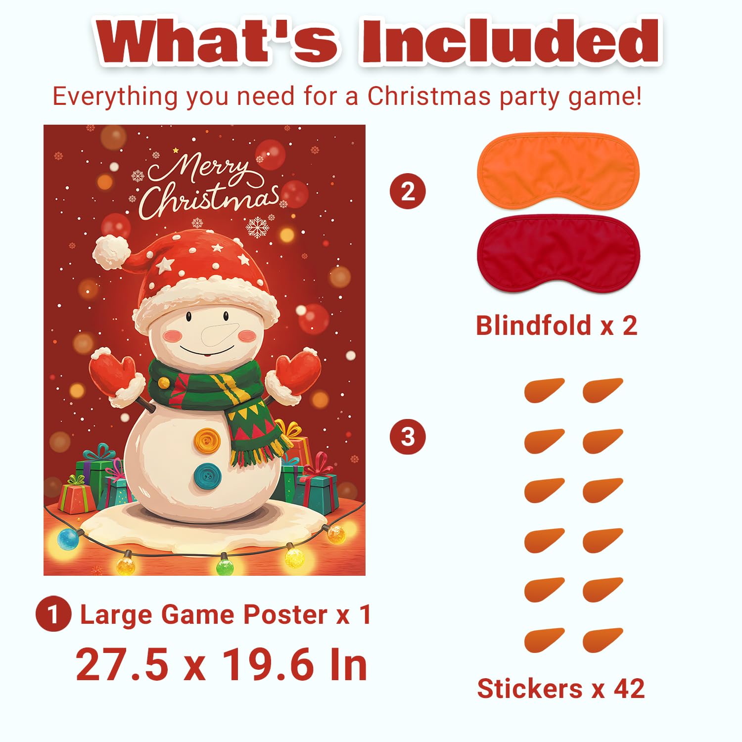 Christmas Game - Pin On The Snowman, Christmas Party Games Decorations Supplies Activities