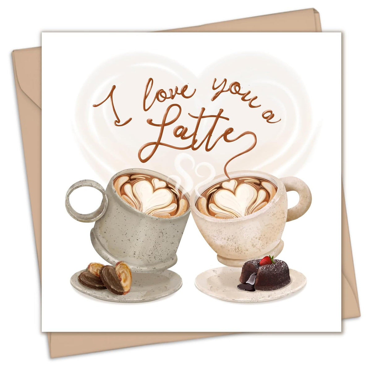 Funny Valentines Day Card For Him Or Her - Romantic Card For Husband Or Wife - I Love You A Latte - 5 X 5 Inches