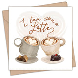 Funny Valentines Day Card For Him Or Her - Romantic Card For Husband Or Wife - I Love You A Latte - 5 X 5 Inches