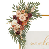 Wedding Arch Flowers Set Of 2 Flower Swag Arrangements Burnt Orange Wedding Welcome Signs Terracotta Flowers For Wedding Ceremony And Reception Backdrop