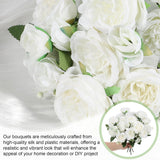 8 Bundles White Peonies Artificial Flowers, White Fake Peonies Silk Flowers With Stems Bulk Bouquet Reusable Realistic For Vase Floral Arrangements Wedding Table Decoration