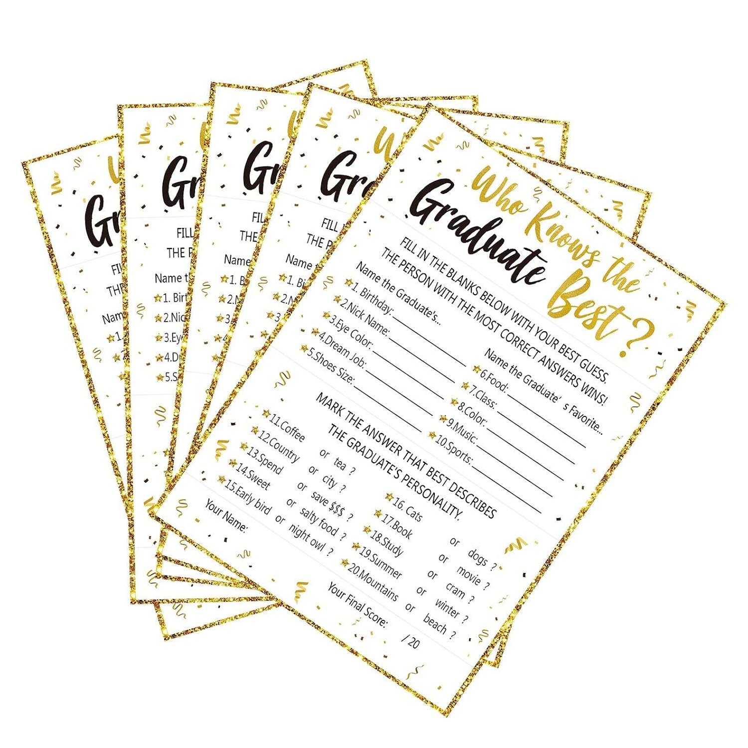 60Ct Who Knows Graduate Best Graduation Game Cards 2026 - Grad Party Supplies Decorations