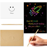 26-Pack Magic Scratch Thank You Cards Bulk Set With 26 Envelopes, 12 Wooden Pens & 26 Smile Cards - 5.3X3.7 Inch Envelopes, 5X7 Inch Foldable Cards | Perfect For Birthdays, Weddings, Business,Baby Showers & More