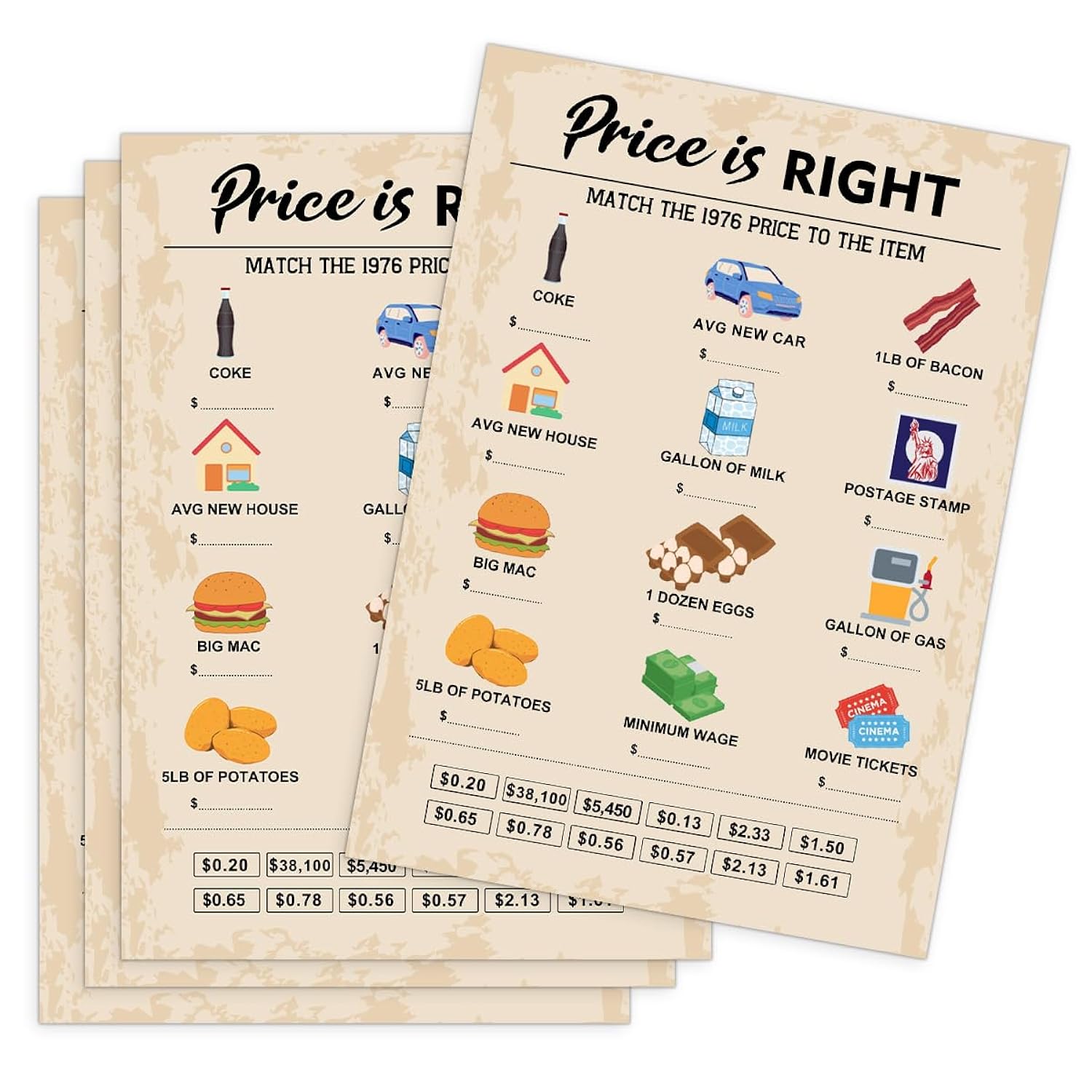 50Th Birthday Party Games, Price Is Right Games, Birthday Party Supplies For Adults, Fun 1976S Party Game?Pack Of 30 Cards