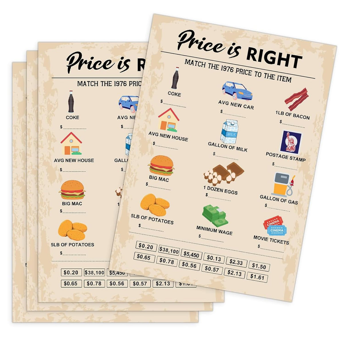 50Th Birthday Party Games, Price Is Right Games, Birthday Party Supplies For Adults, Fun 1976S Party Game?Pack Of 30 Cards