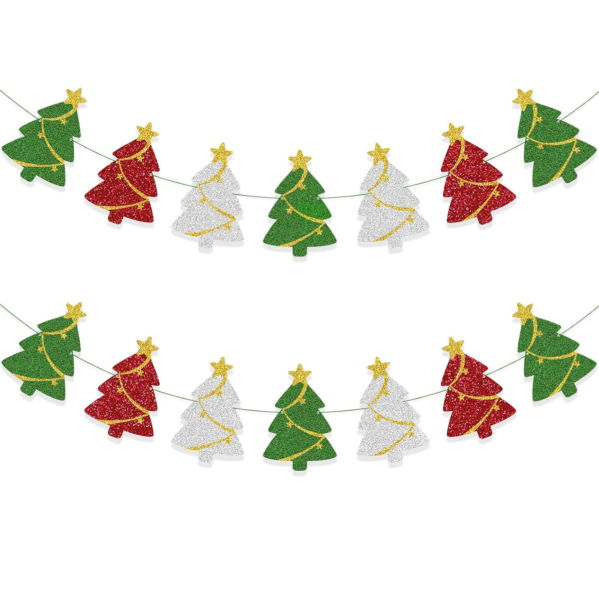 Christmas Decorations - Christmas Tree Banner Garland For Xmas Hanging Decor(Pre-Strung)