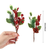 24 Pcs Christmas Picks And Spray Christmas Tree Red Berry Pine Picks Artificial Faux Berry Branches Poinsettia Holly Pine Flower Pick Stem Pinecones For Crafts Party Home Decor
