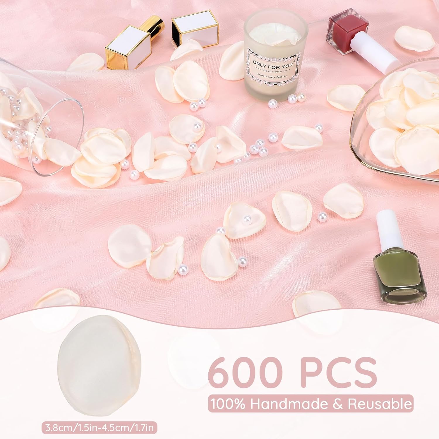 Ivory Rose Petals, 600 Pcs Silk Flower Petals For Wedding Decorations, Artificial Petals For Table Centerpieces Party Bridal Showers Birthday Wedding Ceremony Decor