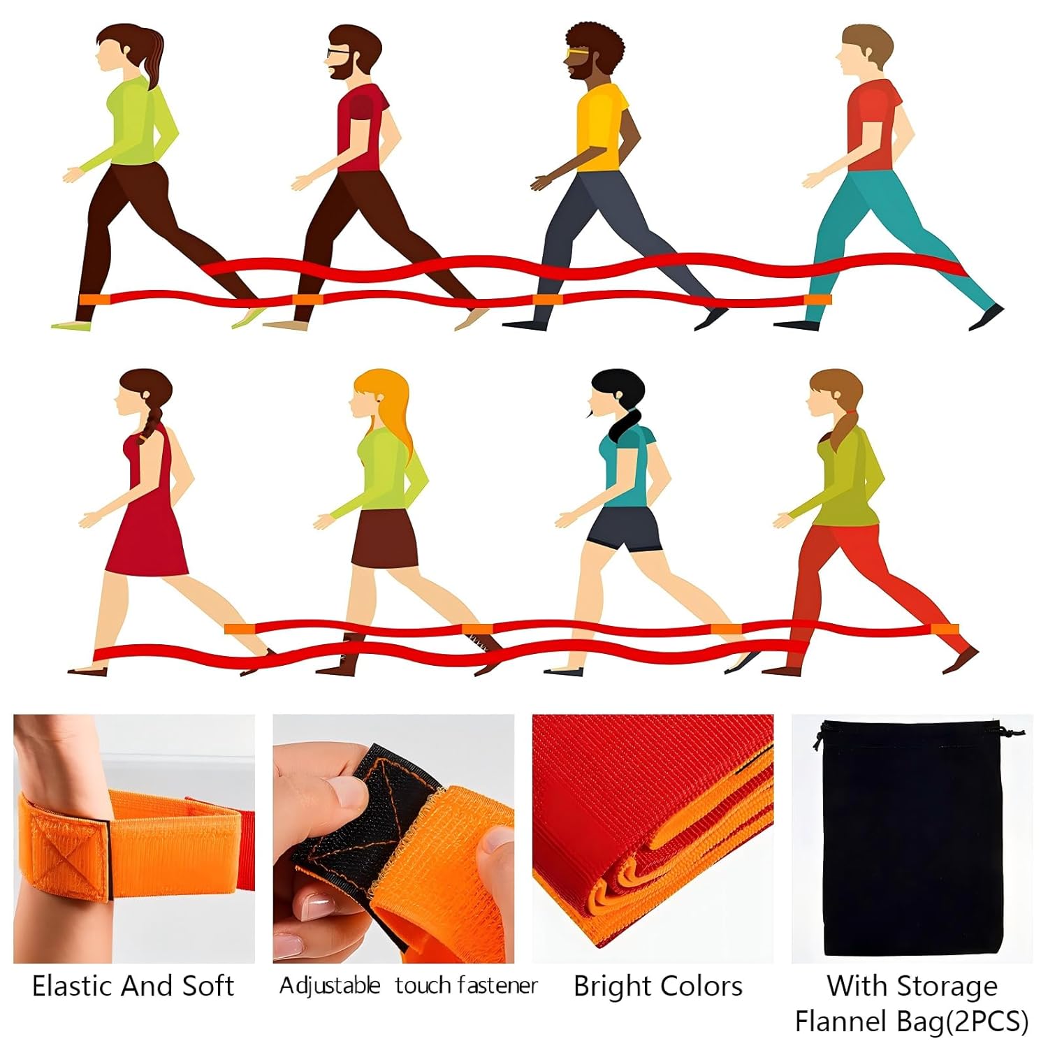 2 Sets 4 Legged Race Bands For Kids Field Day Team Building Games For Work Birthday Holiday Party Outdoor Activities For Adults Boys Girls Group Fun Games