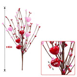 Valentine’S Day Gifts, Artificial Red Berry Flower Stems Heart Shaped Berry Picks 4 Pcs For Valentine’S Day, Mother’S Day Chrismas, Wedding, Propose(No Vase)