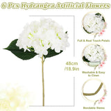 6 Pack Hydrangea Artificial Flowers - 18 Inch Artificial Silk Hydrangea With Stems Bouquets Arrangement For Office Home Party Wedding Centerpiece Diy Floral Decor