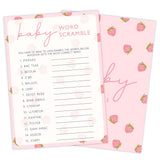 Baby Shower Games For Girl, Strawberry Baby Word Scramble, 25 Hilarious Games + 1 Answer Card For Gender Reveal Party Decorations Supplies Announcement - E07