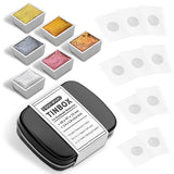 Mini Portable Handmade Artist Watercolor Paint Travel Tin Box Set With 6 Metallic Pearlescent Glitter Solid Watercolor Half Pans Sparkle Professional Watercolor.Gold