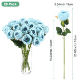 20-Pack Rose Artificial Flowers With Long Stem, Silk Faux Roses Plastic Bouquets Real Touch Faux Flowers For Home Decor/Wedding/Christmas/Diy/Party/Garden Office [Dark Light Blue]