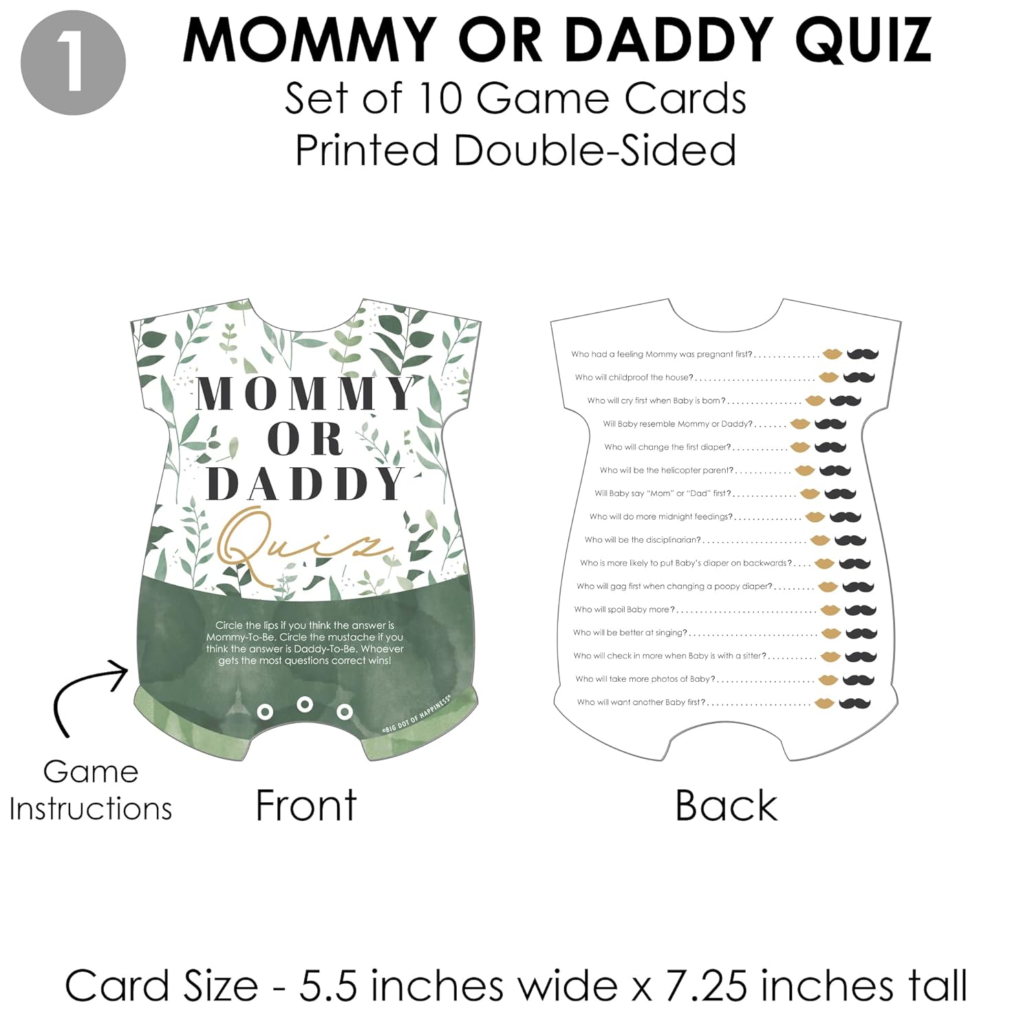 Big Dot of Happiness Boho Botanical Baby Shower Game Pack, 4 Unique Games, 10 Double-Sided Cards Each - Quiz, Facts, Purse Search, Wishes, Quality Design