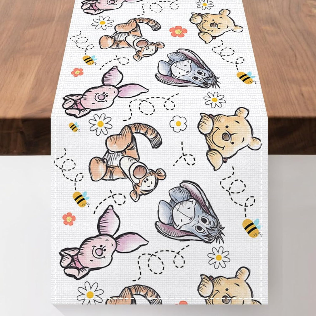 Shower Decorations Pooh Bear Party Tablecloth 72X13 Inch, 1St Birthday Party Supplies For Boys & Girls, Blue Theme Table Cover For Dessert Table, Gender Reveal