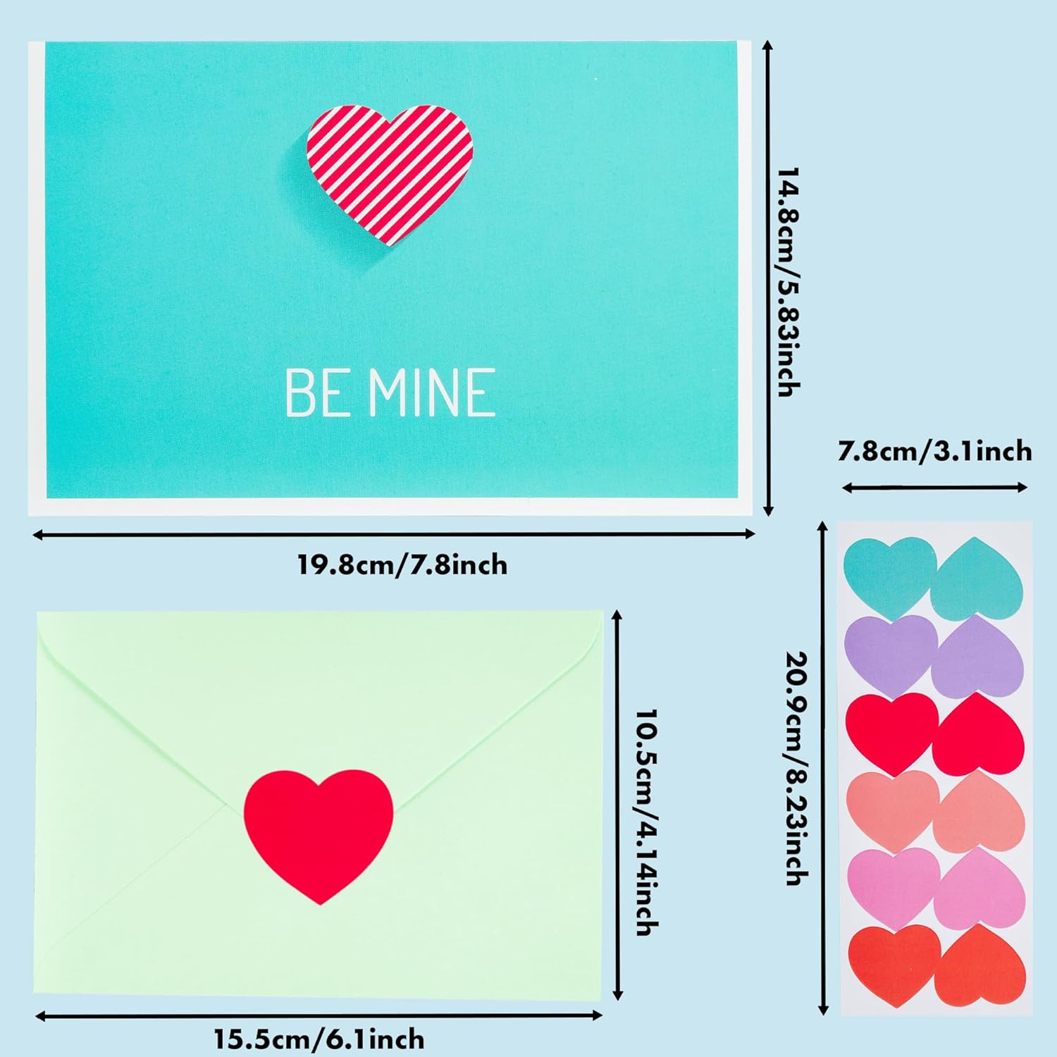 24 Pack Logo Valentines Day Cards For Grandma, Kids, Friends And Family - Love Cards For Her And Him - 7.87 X 5.91 Inches, Envelopes And Heart Stickers